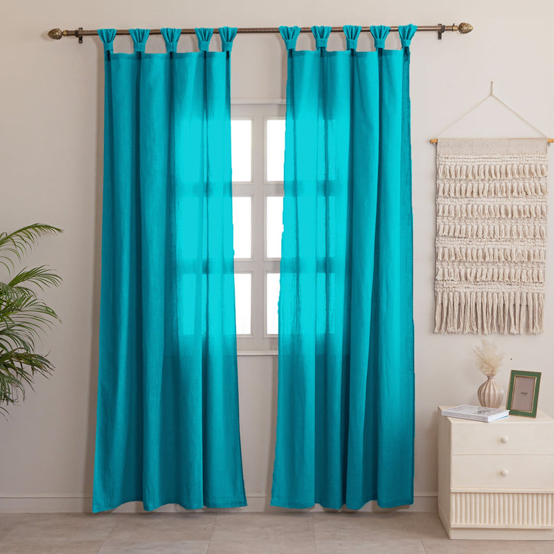 Fort Absolute - Twist Tab Top Sheer Curtain (Blue)-1