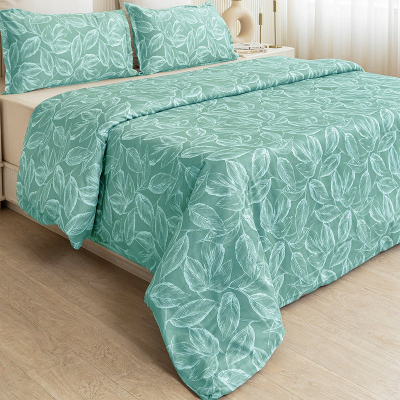 Imprimer Lilac - Leaf Printed Duvet Cover (Aqua Blue)-4