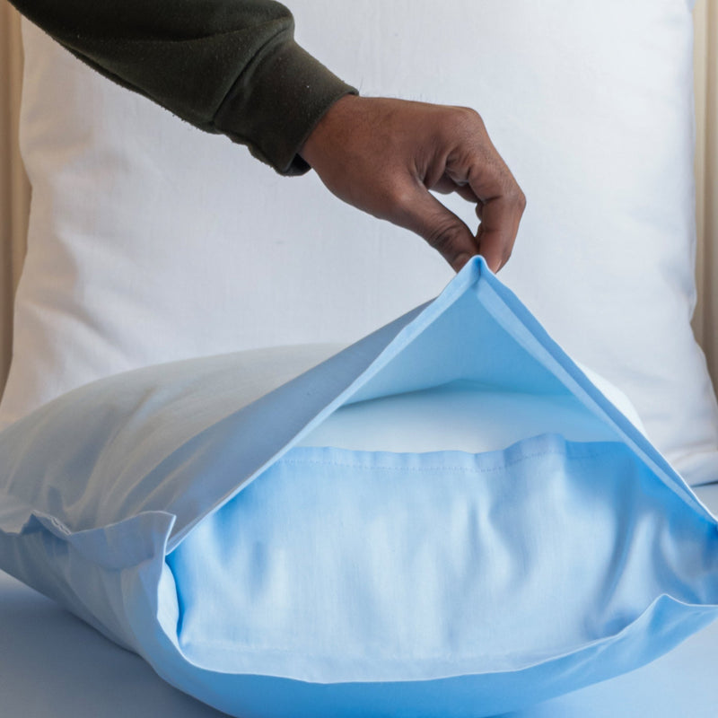 Fort Nightingale - Solid Pillow Cover (Sky Blue) (Bedsheet Excluded)-3