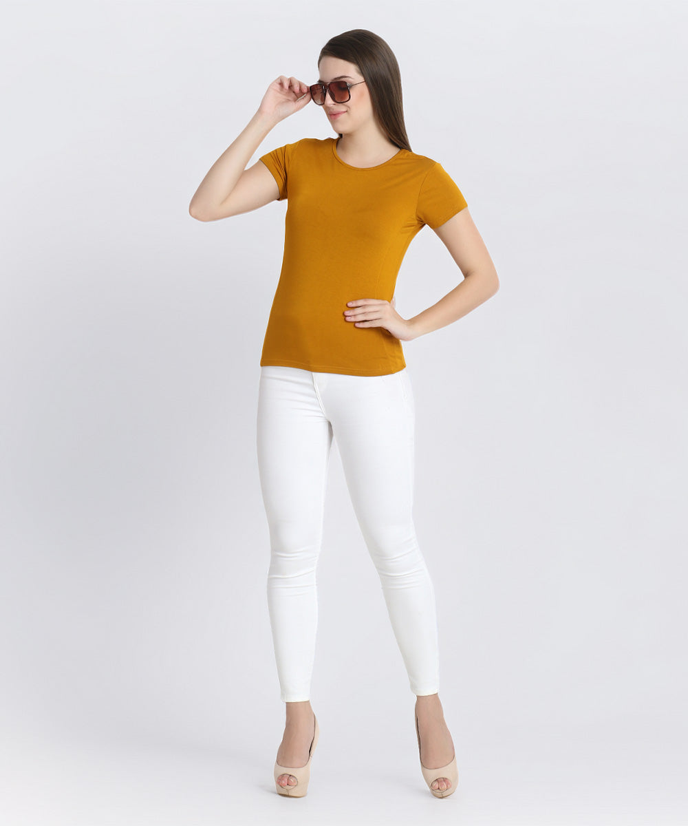 Naturefab Women's Organic Bamboo Tshirt Mustard-6