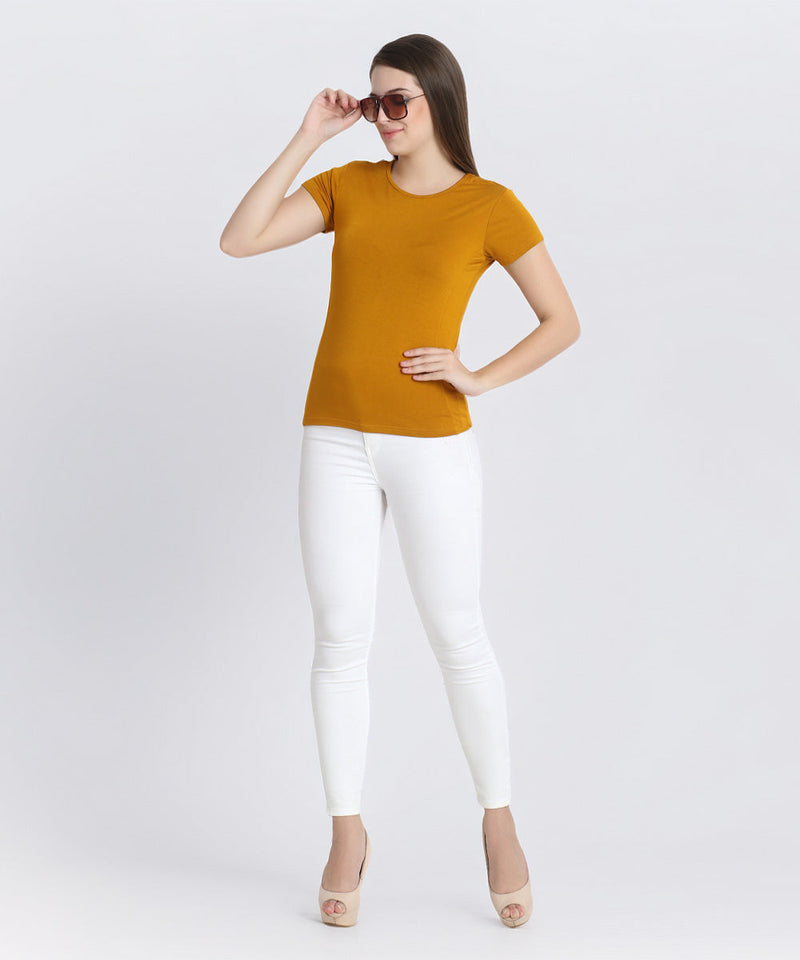 Naturefab Women's Organic Bamboo Tshirt Mustard-6