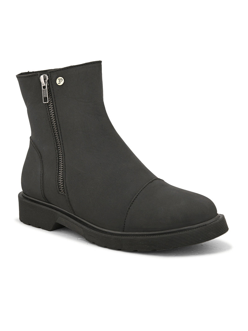 EL PASO Women Black Faux Leather Casual Chelsea Boots-1
