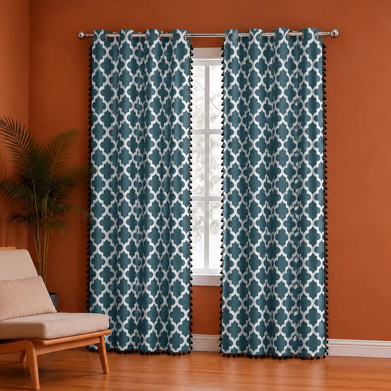 Imprimer Handpicked Soleil - Printed Semi Blackout Curtain (Blue)-1