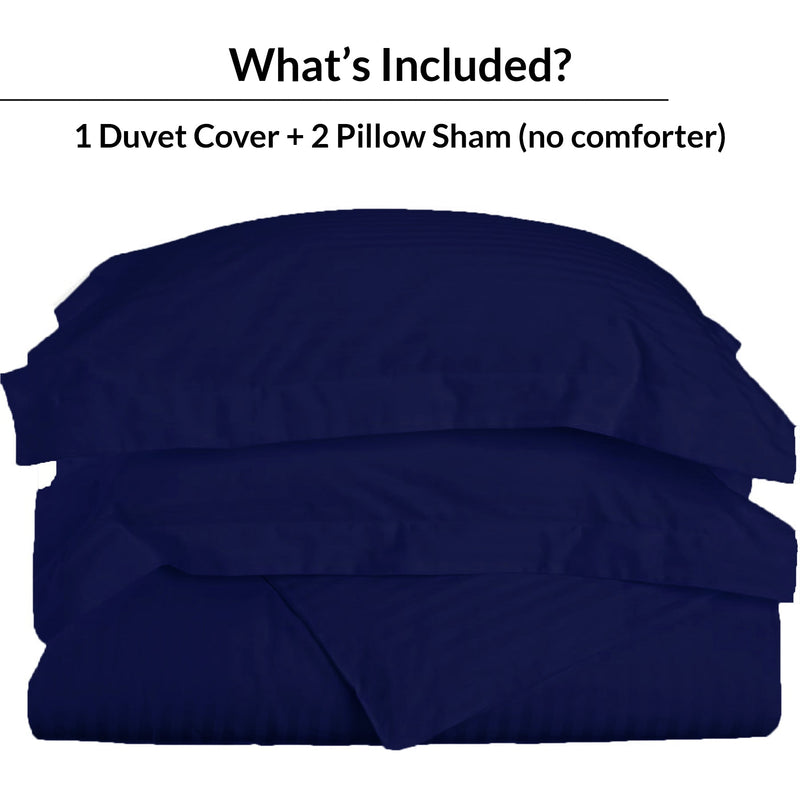 Breton Mellow - Satin Striped Duvet Cover (Navy Blue)-3