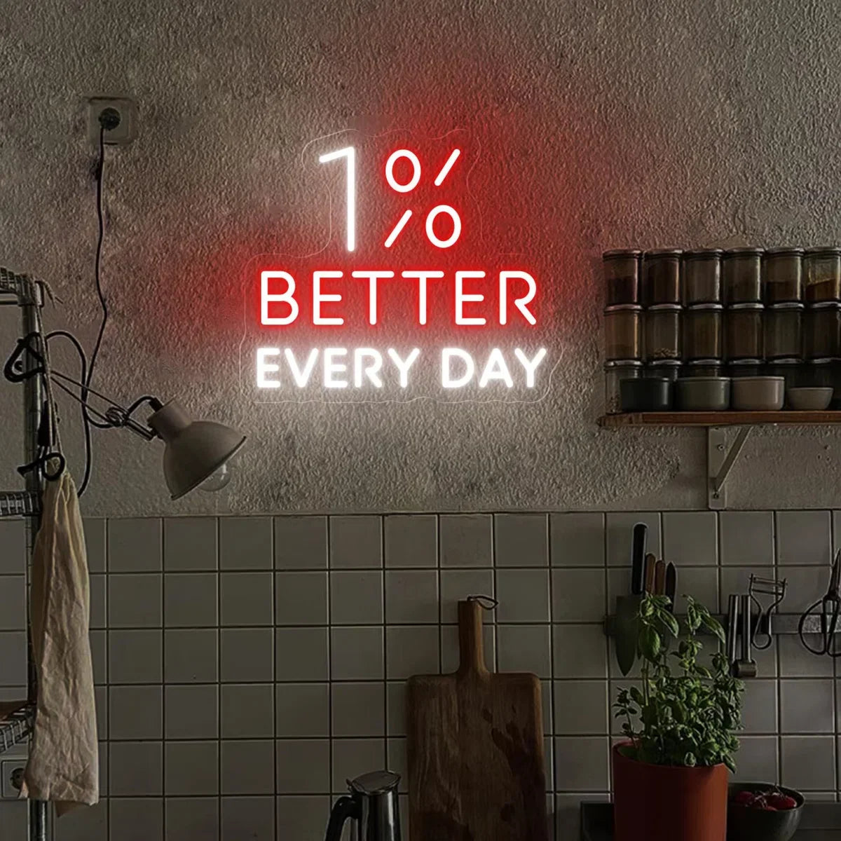1% Better Every Day LED Neon Sign | Motivational Quote Wall Light for Gym, Office & Home-1