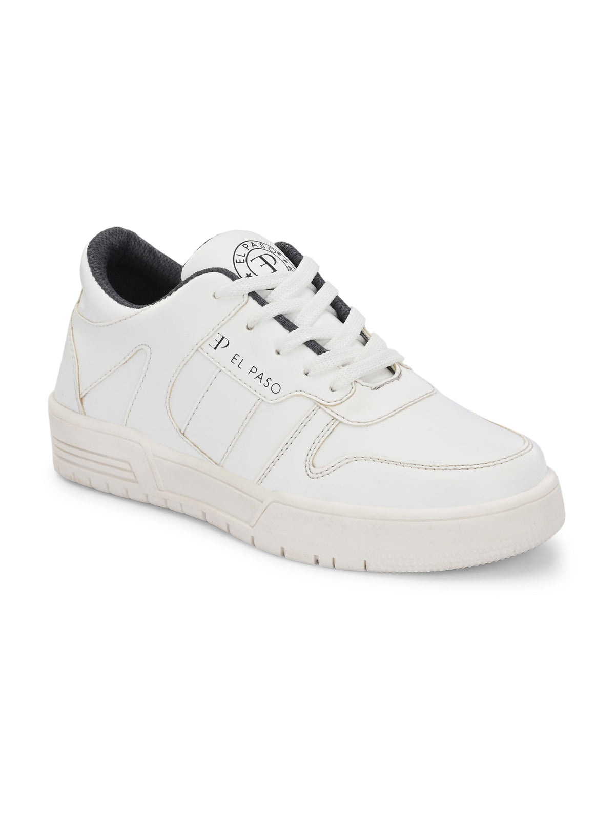 White Lace-Up Platform Heel Sneakers 