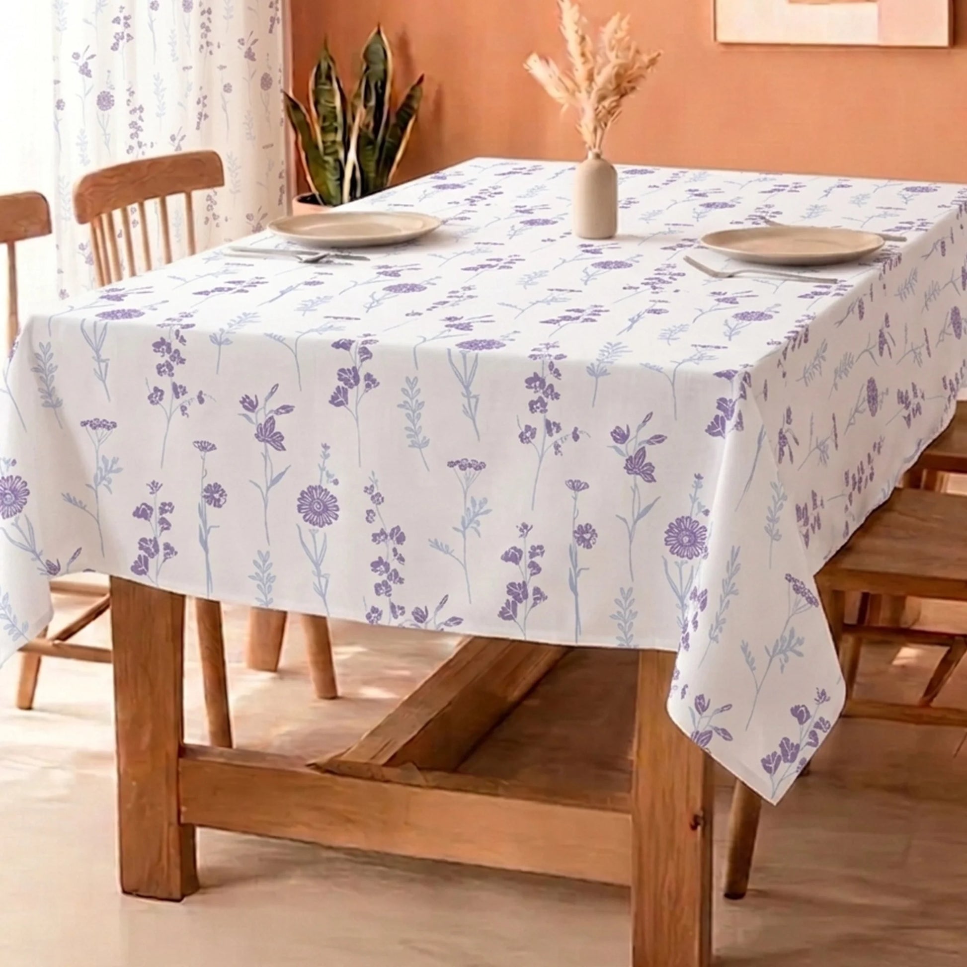 Cotton Premium Dining Table Cover (Blue & Purple)-1