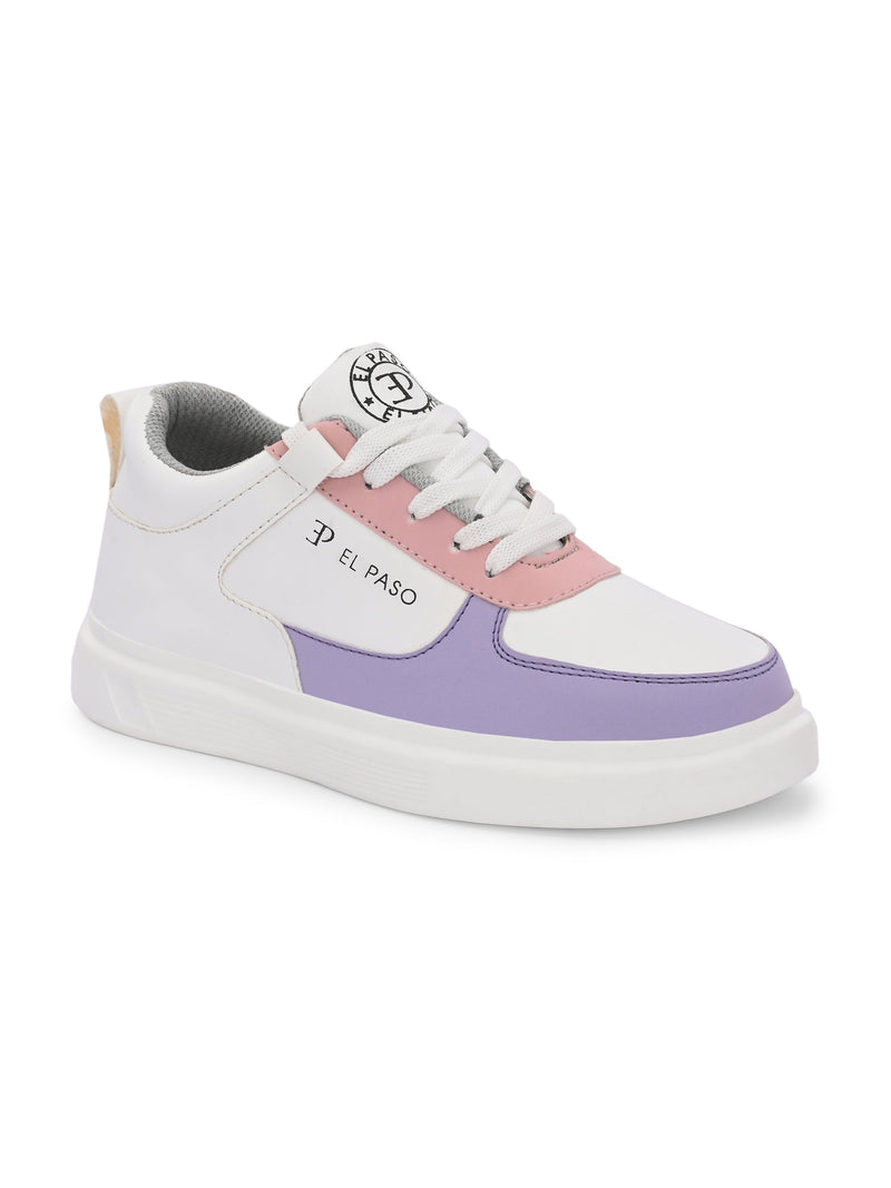 EL PASO Faux Leather Casual Lace Up Sneakers For Women-31