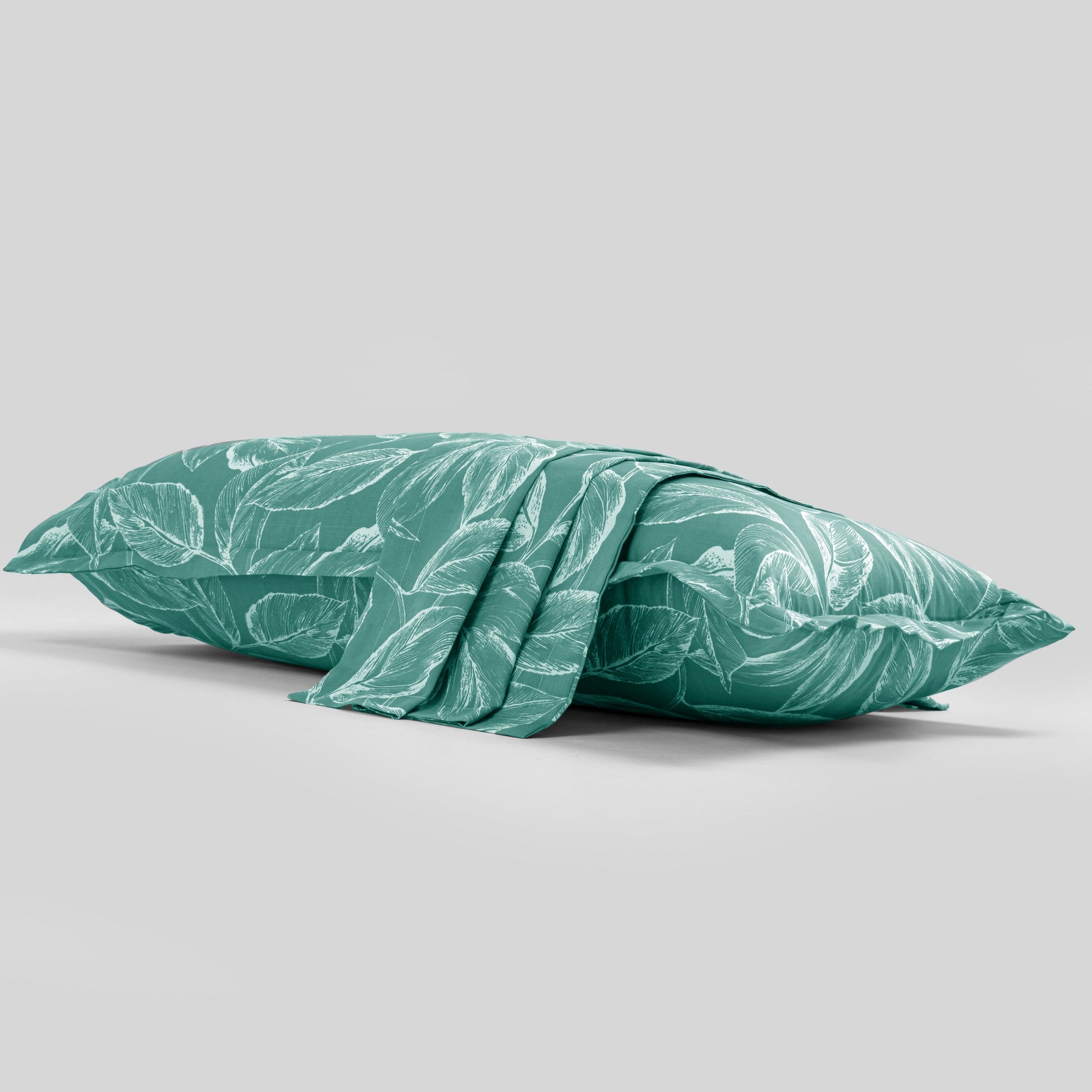 Imprimer Lilac - Leaf Printed Pillow Cover (Aqua Blue)-2
