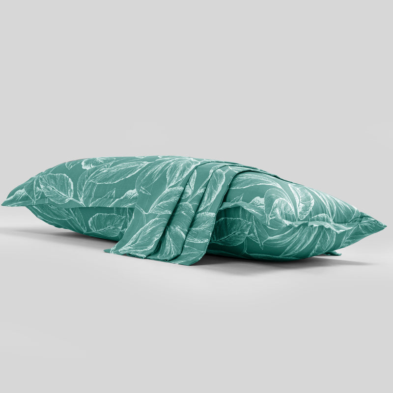 Imprimer Lilac - Leaf Printed Pillow Cover (Aqua Blue)-2