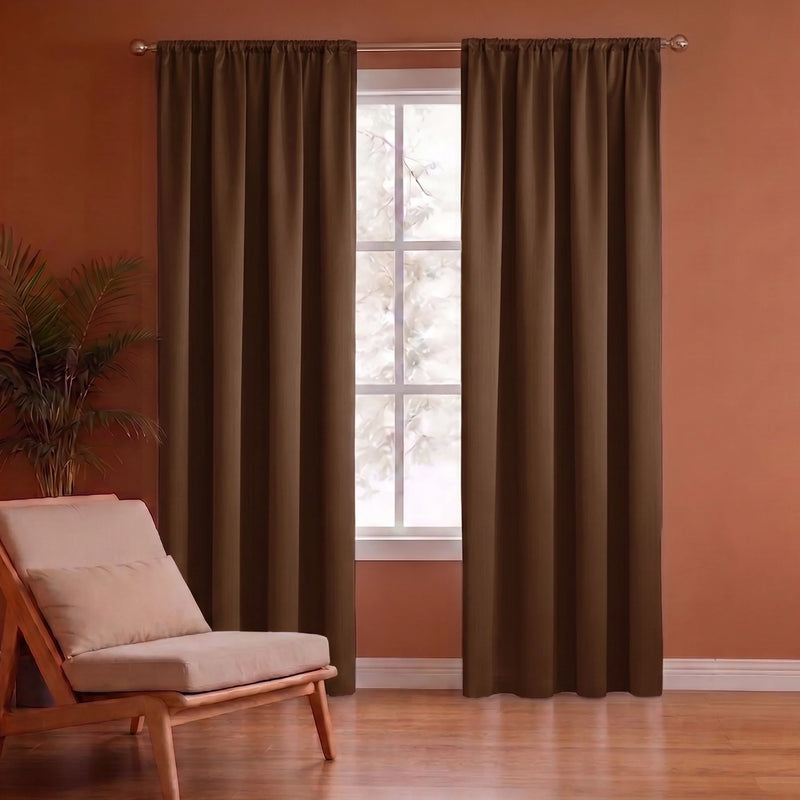Fort Essential - Rod Pocket Blackout Curtain (Dark Brown)-1