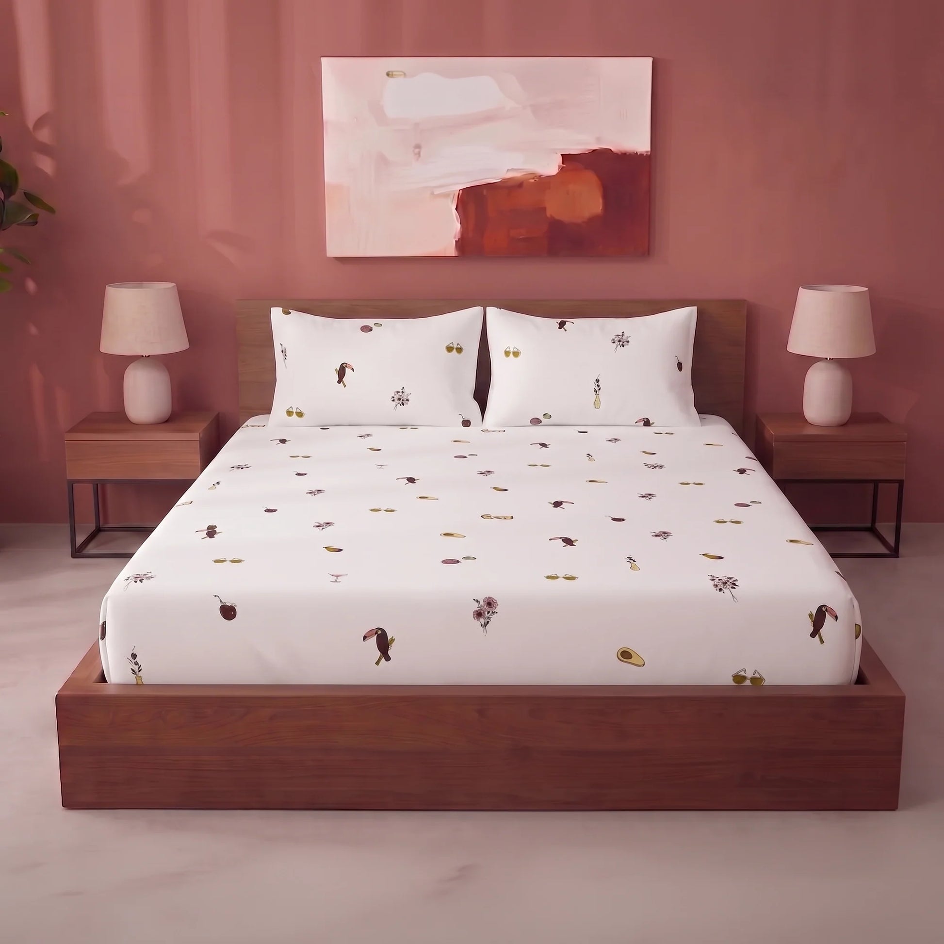 Imprimer Medley - Cartoon Printed Fitted Bedsheet (Multicolor)-1