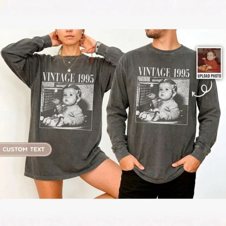 Vintage Custom Photo & Year Unisex T-Shirt-5