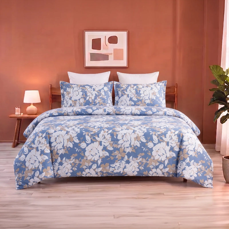 Blossom Haze - Floral Duvet Cover (Blue)-1