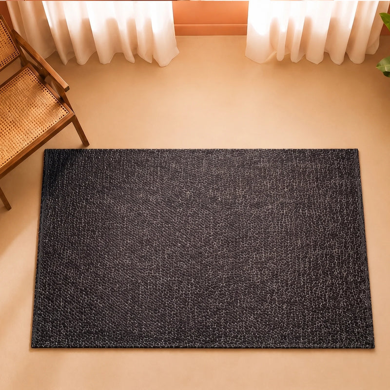 Tessitura Chromatic - Herringbone Cotton Rug (Black)-1