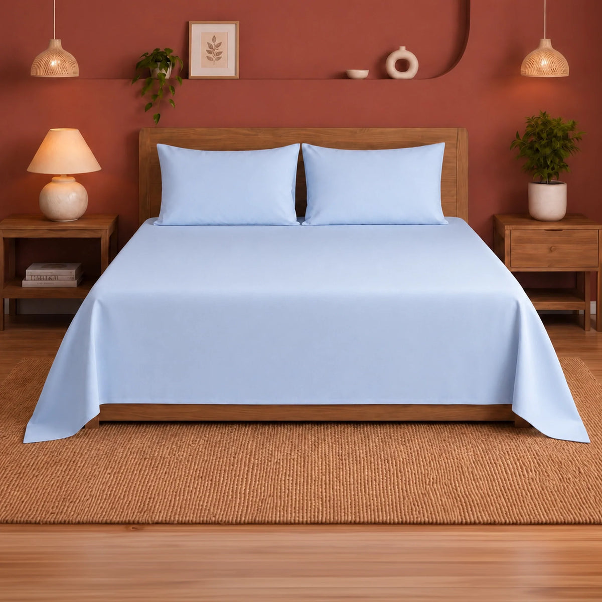 Fort Nightingale - Solid Bedsheet (Sky Blue)