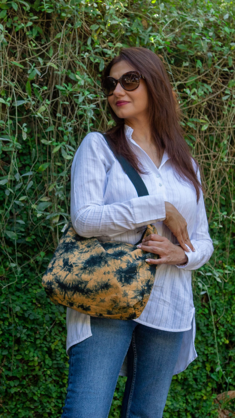 Cotton Hobo Bag • Black Splash-2