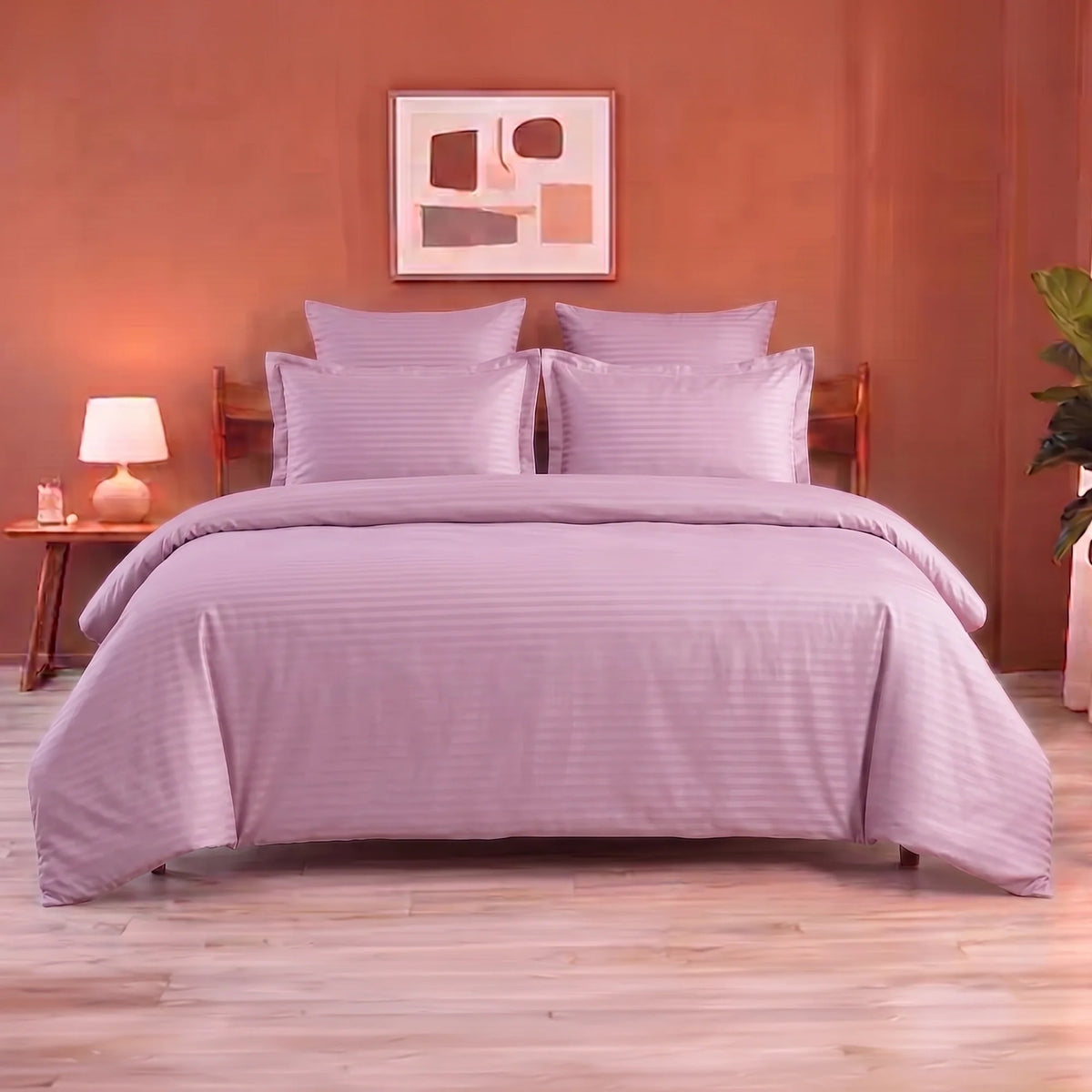 Breton Mellow - Satin Striped Duvet Cover (Pink)