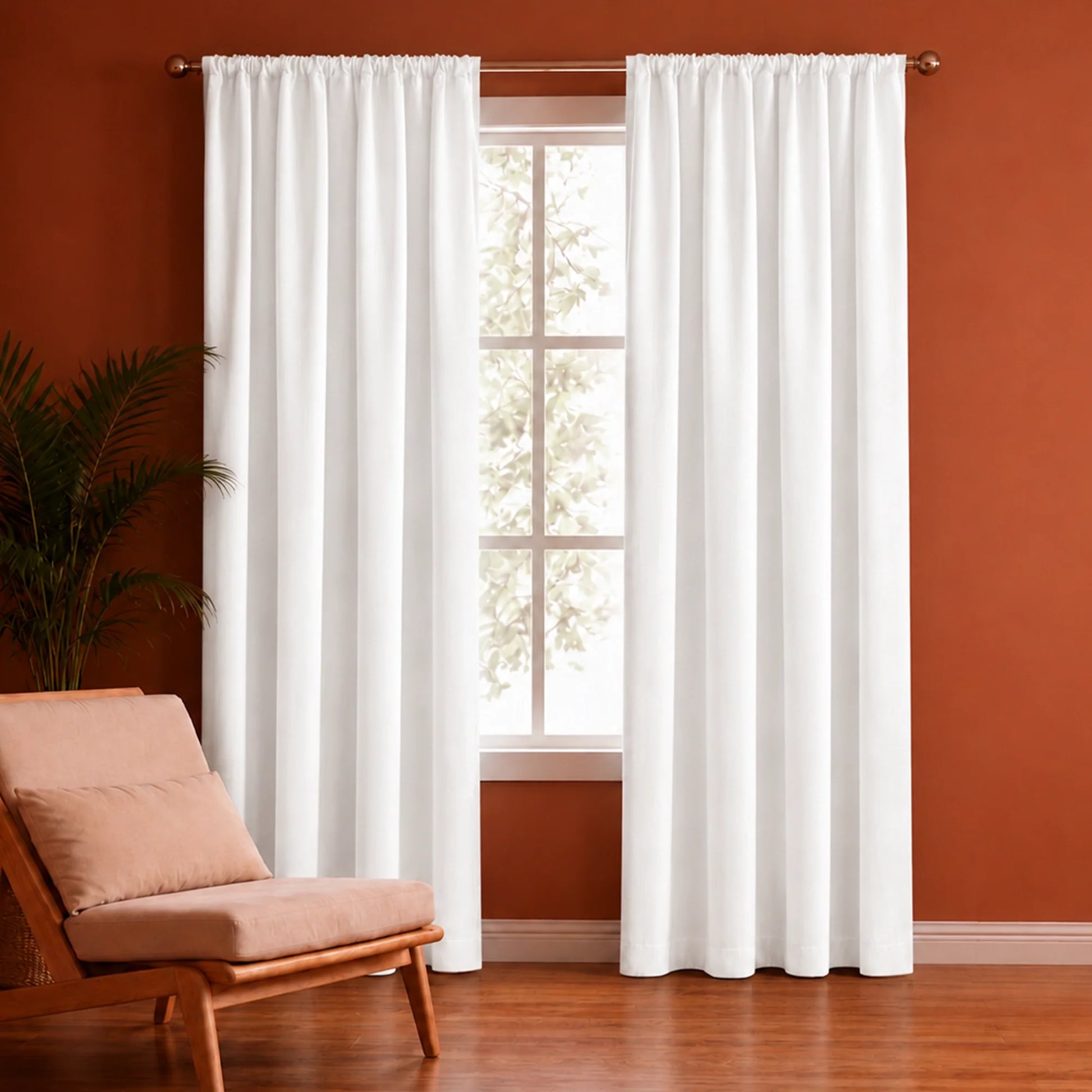 Fort Royal - Rod Pocket Velvet Curtain (White)-1