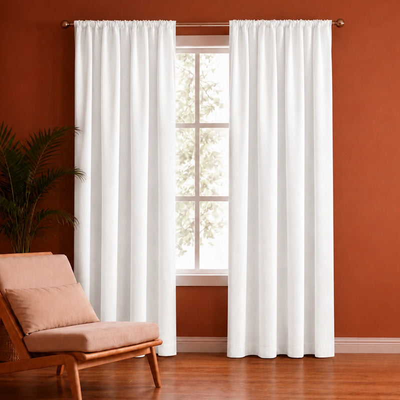 Fort Royal - Rod Pocket Velvet Curtain (White)-1