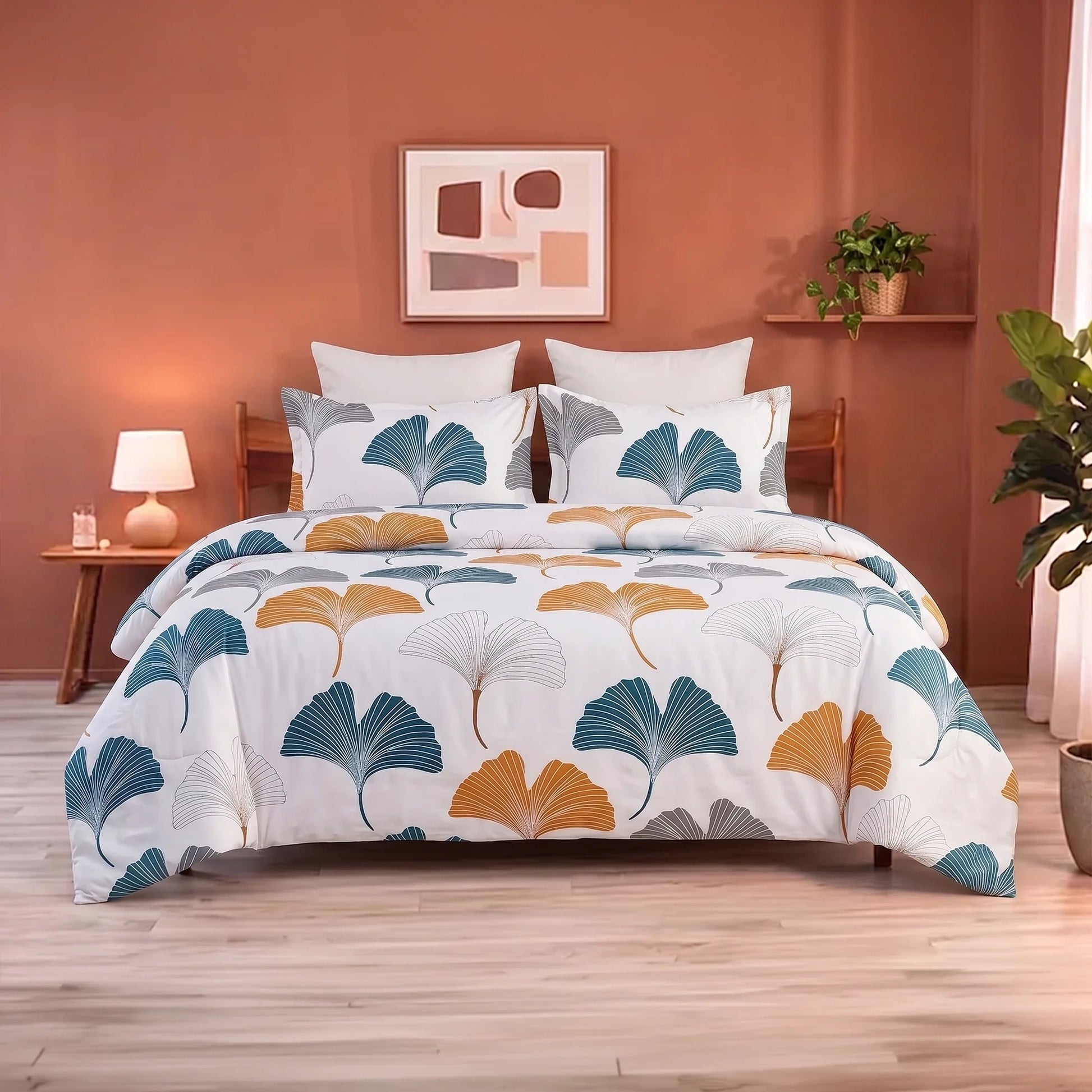 Imprimer Ginkyo - Printed Duvet Cover (Mustard & Grey)-1