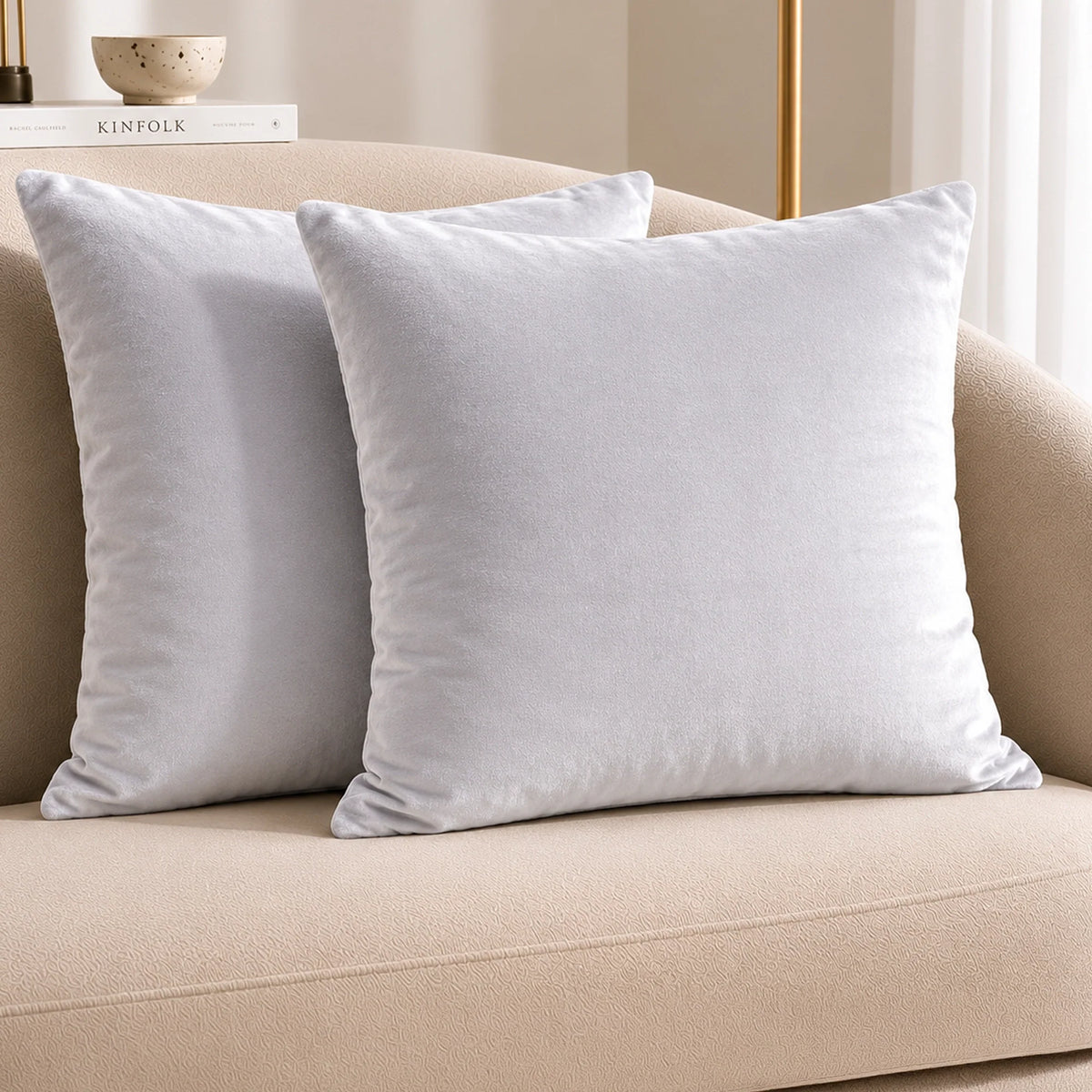 Fort Royal - Velvet Solid Dye Cushion Cover (White)