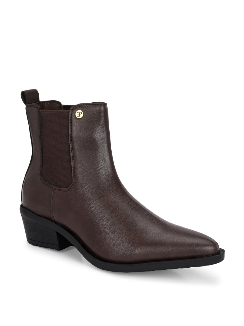 EL PASO Women Faux Leather Casual Slip On Boots-8