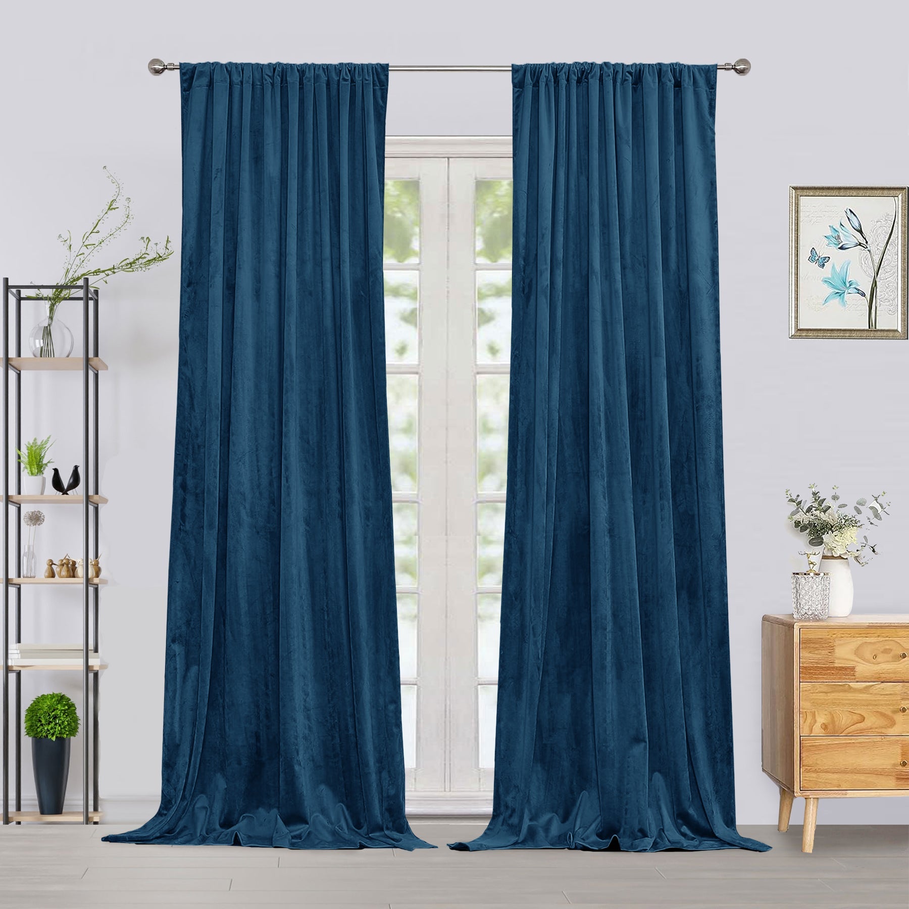 Fort Royal - Rod Pocket Velvet Curtain (Blue)