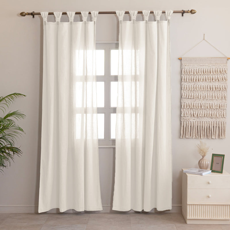 Fort Absolute - Twist Tab Top Sheer Curtain (White)-1