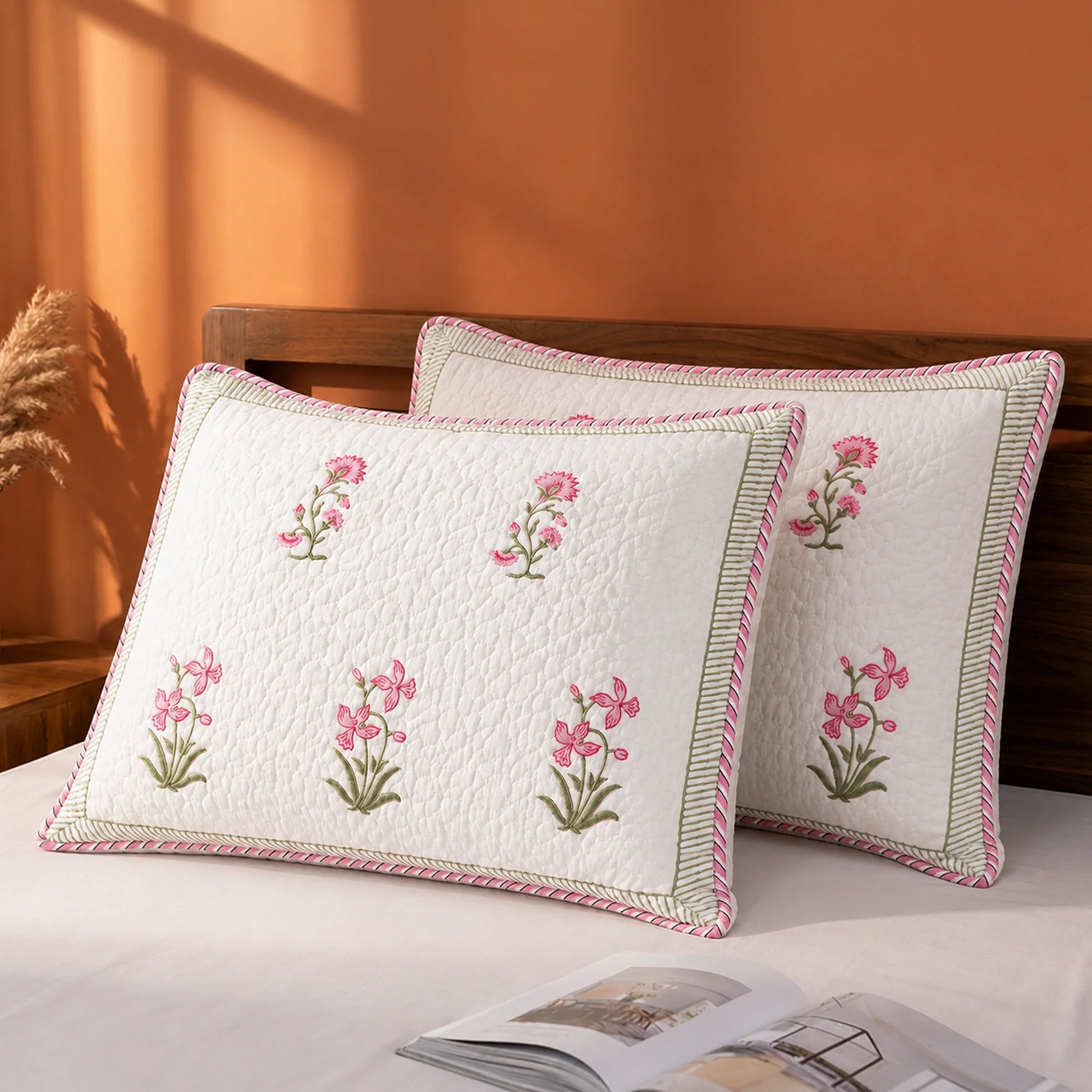 Pink Quilted Pillow Covers-3