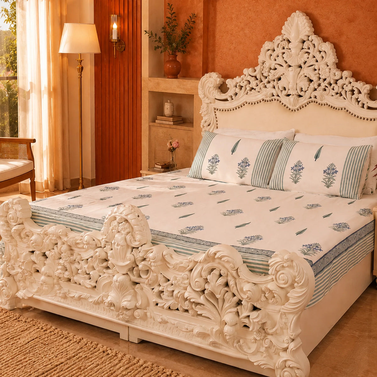 Gentle Bud - Handblock Bedsheet-1