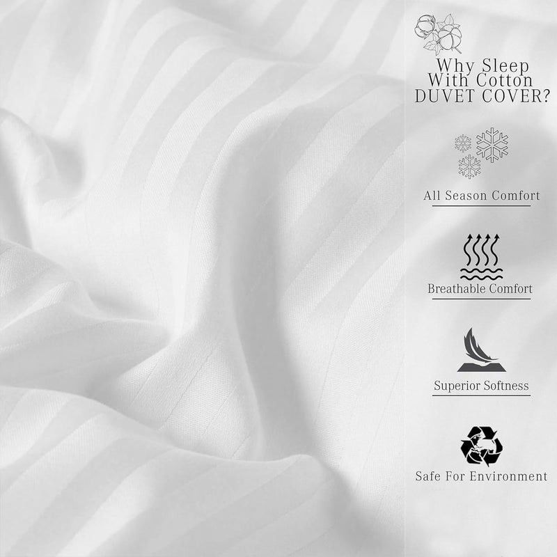 Breton Mellow - Satin Striped Duvet Cover (White)-2