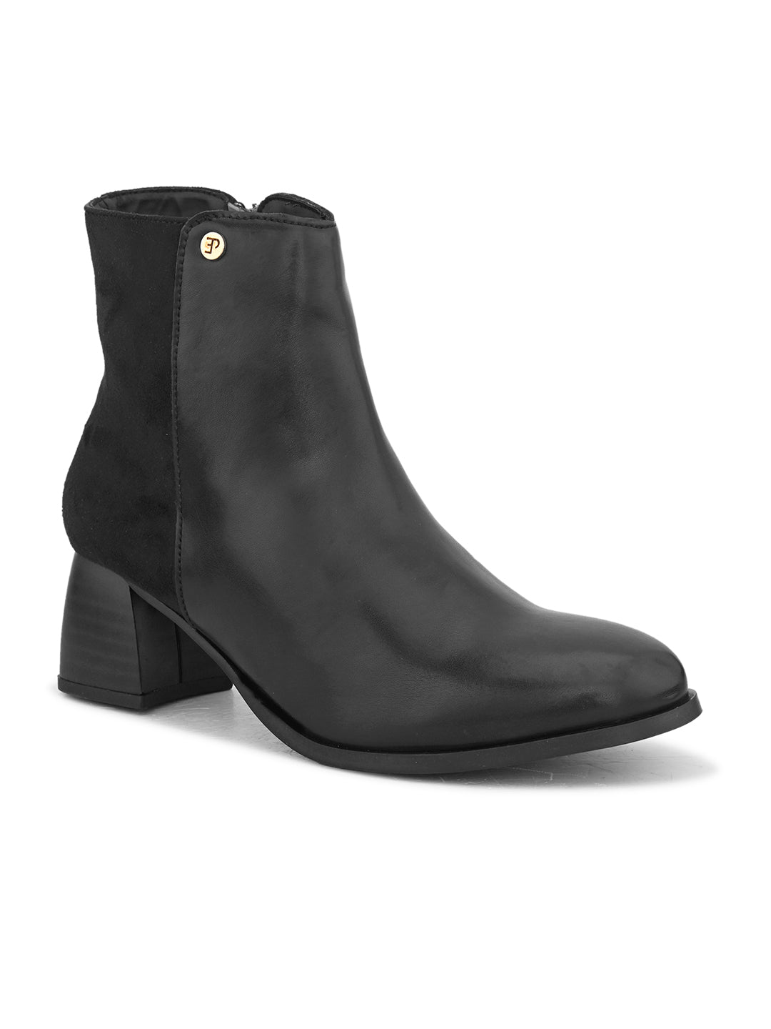 EL PASO Women Black Faux Leather Casual Chelsea Boots