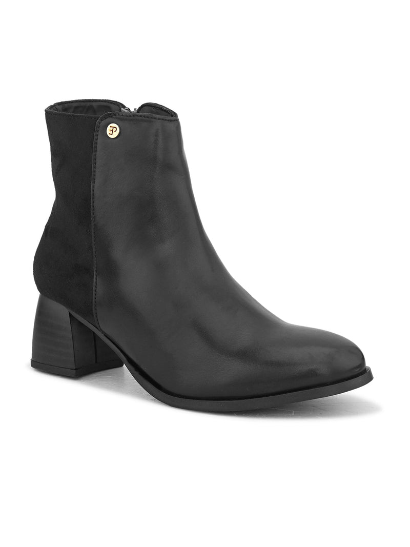 EL PASO Women Black Faux Leather Casual Chelsea Boots-1