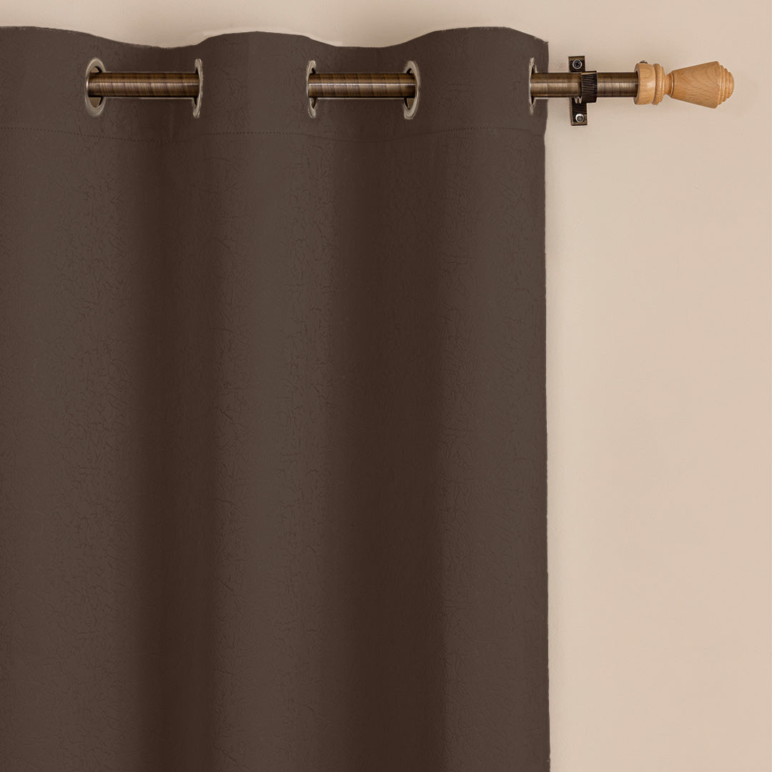Fort Essential Abstract - Eyelet Black Backing Blackout Curtain (Brown)