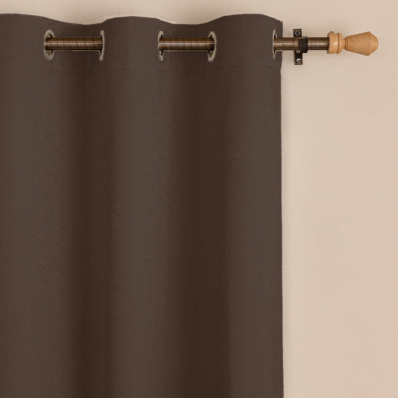 Fort Essential Abstract - Eyelet Black Backing Blackout Curtain (Brown)-2