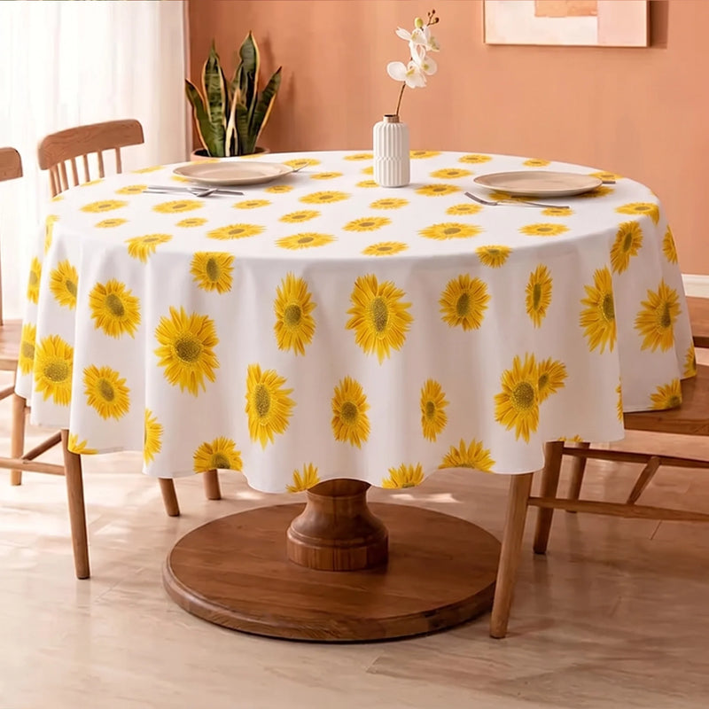 Cotton Sun Flower Print Dining Table Cover (Multicolor)-3