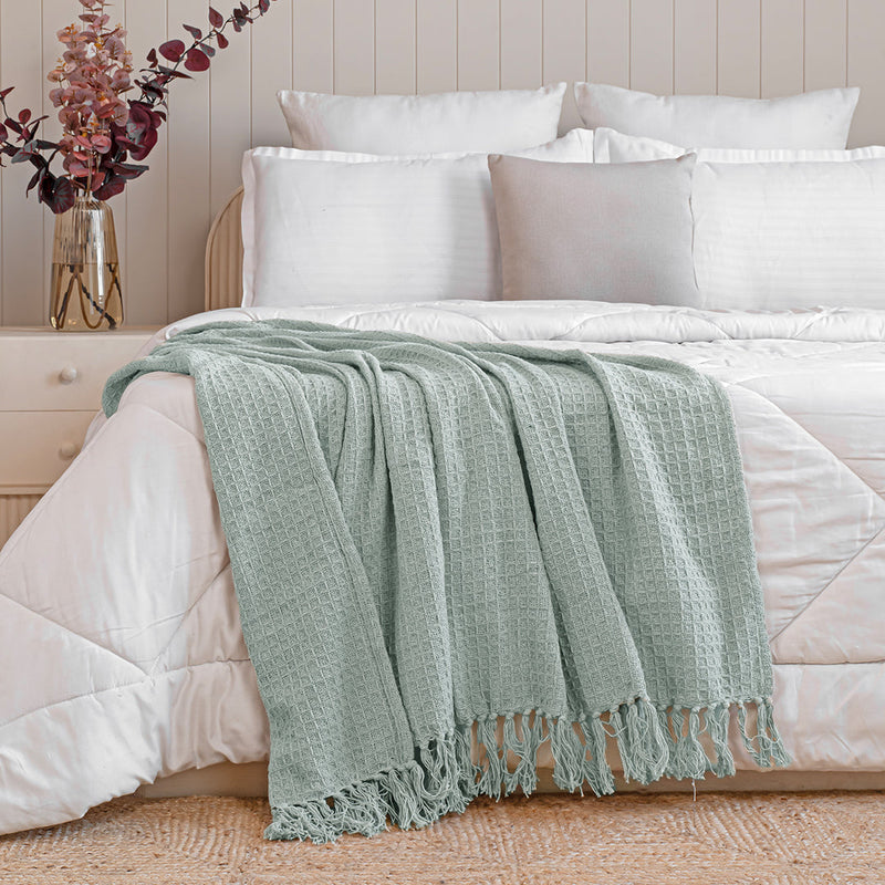 Ice Blue - Waffle Throw-1