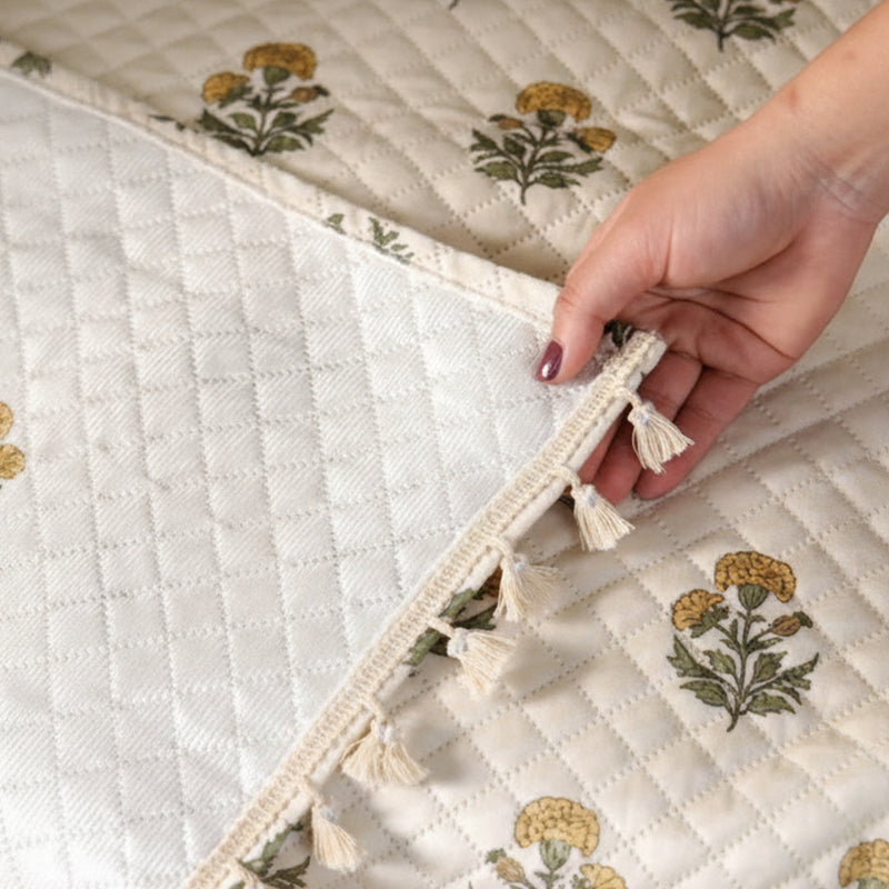 Meadow Bloom - Printed Sofa Cover (White)-10