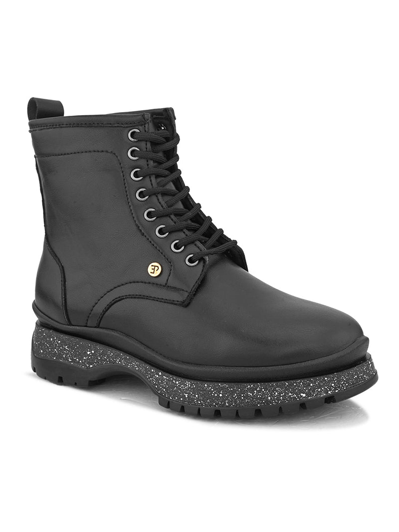 EL PASO Women Faux Leather Casual Lace Up Boots-1