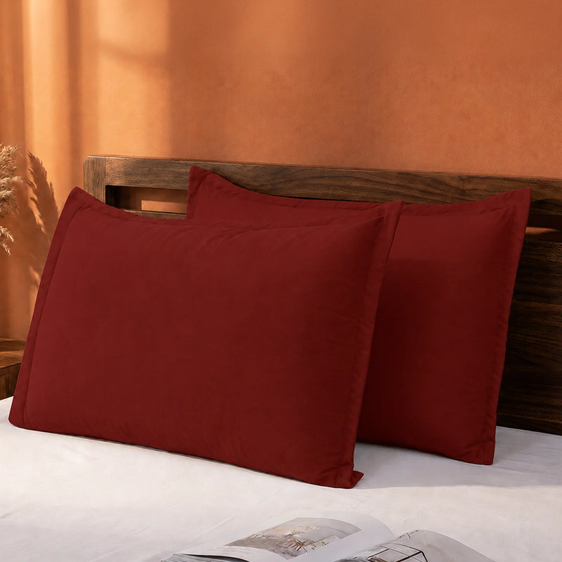 Fort Nightingale - Solid Pillow Cover (Maroon) (Bedsheet Excluded)-1