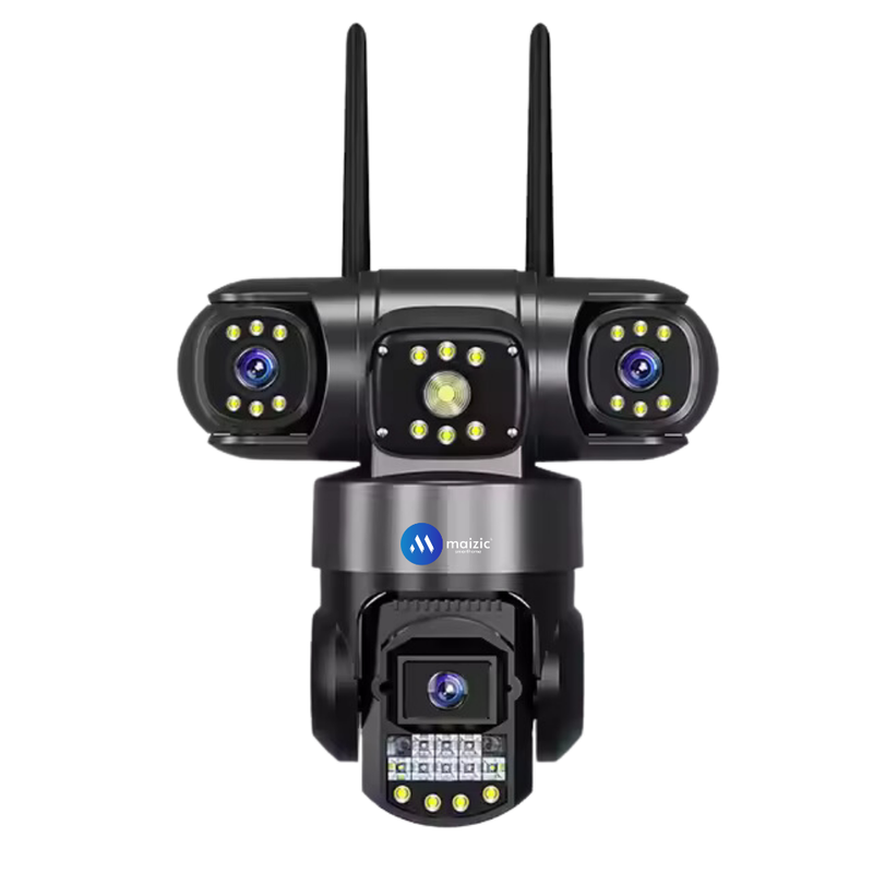 Maizic Smarthome Batman Black 3-in-1 WiFi CCTV Camera | Triple Lens & 3 Screen View | 360° PTZ + Dual 180° Side Cameras | AI Human Detection | Color Night Vision | Two-Way Audio | Home Security Camera