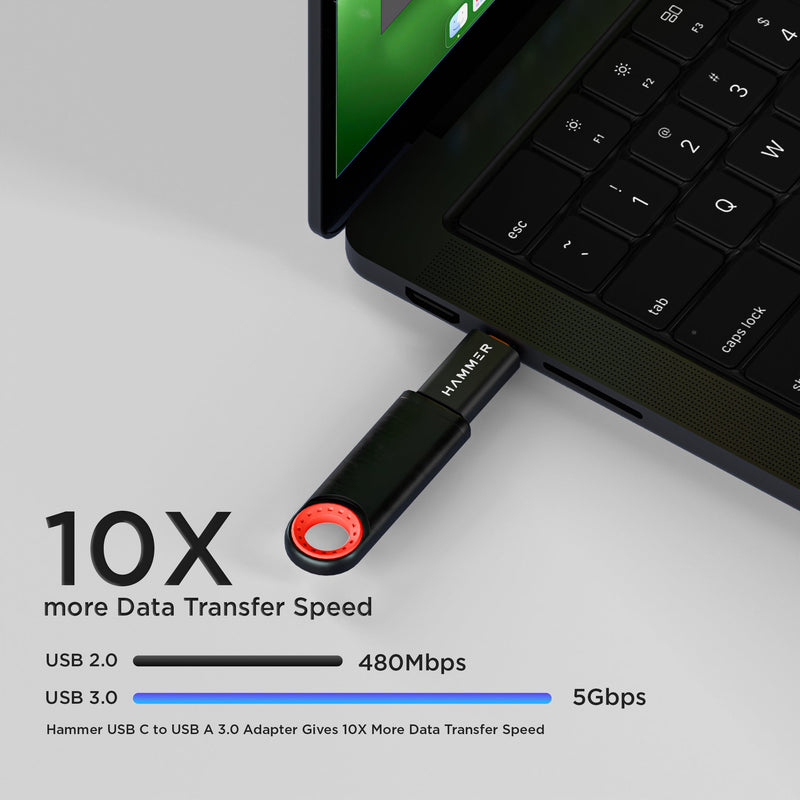HAMMER USB 3.0 to Type C OTG Adaptor, High Speed Data Transfer, Compatible for All Type C Devices ,USB HUB (Black)-6