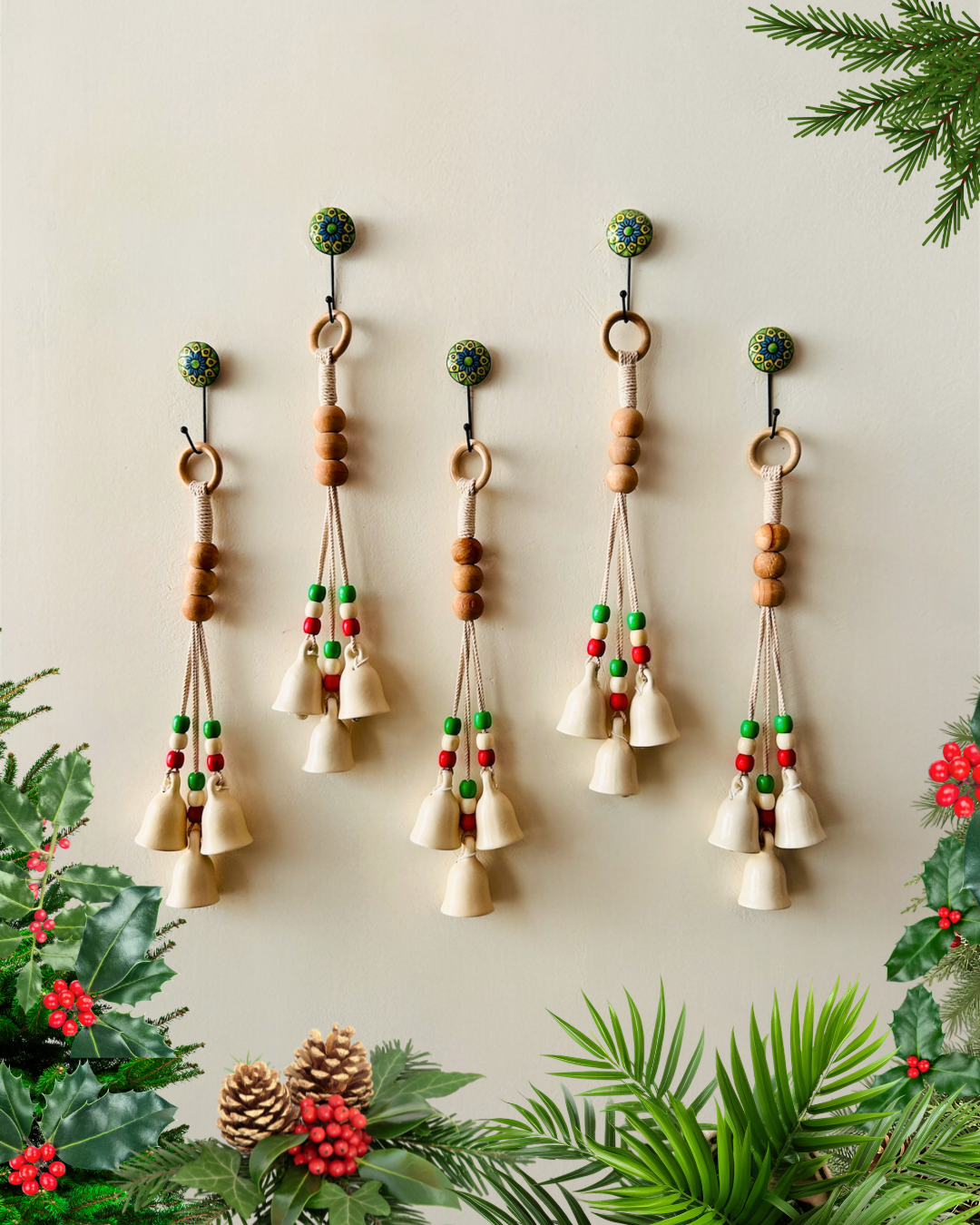 Ivory Chimes | INDIAN ROSE EDITION | Classic white bells with ceramic hooks