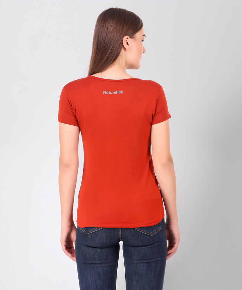 Naturefab Women's Organic Bamboo Tshirt Red-4