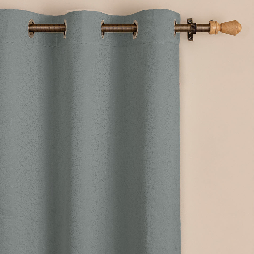 Fort Essential Abstract - Eyelet Black Backing Blackout Curtain (Grey)-2