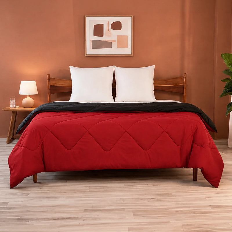 Fort - Reversible Duvet Comforter (Black & Maroon)-1