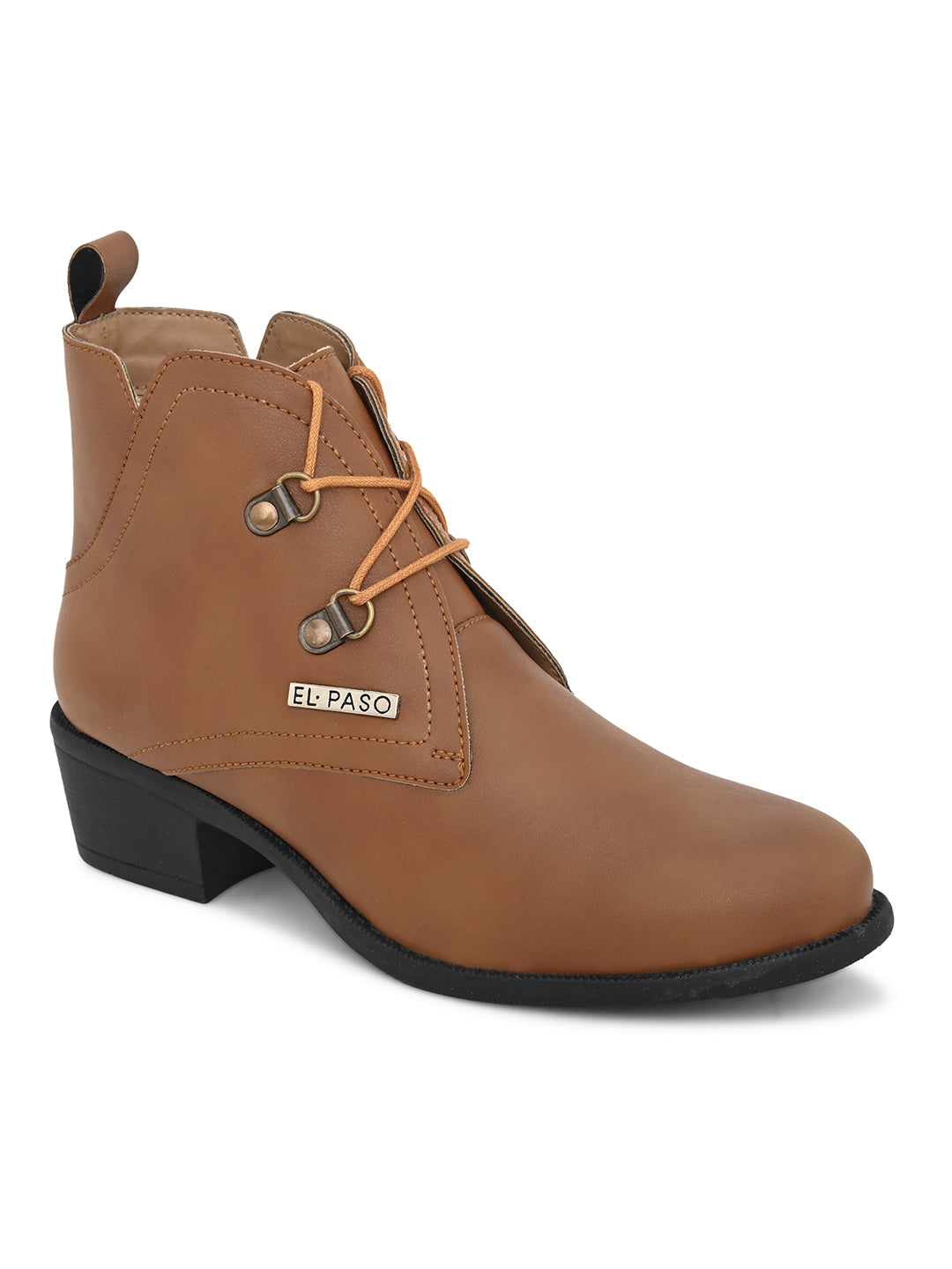 EL PASO Faux Leather Casual Lace Up Boots For Women