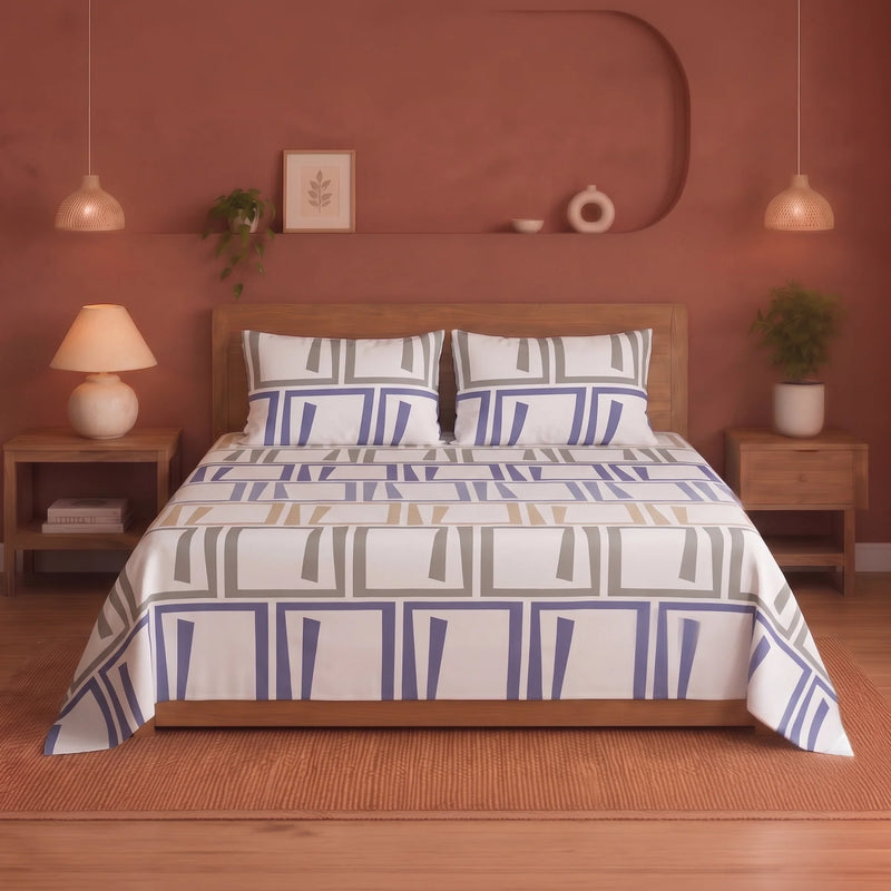 Imprimer Modern Maze - Printed Bedsheet (Multicolor)-1
