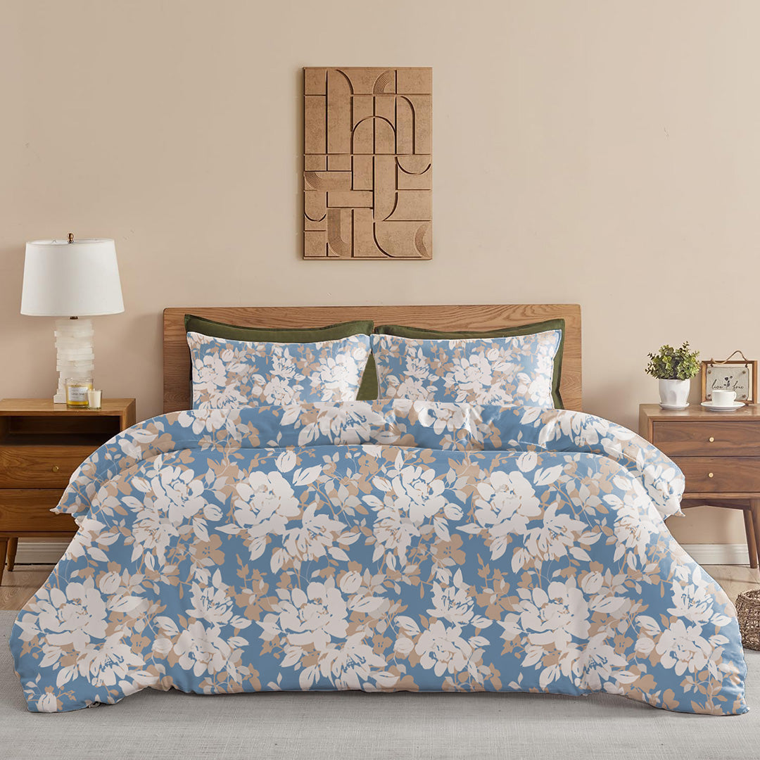 Blossom Haze - Floral Duvet Cover (Blue)-1